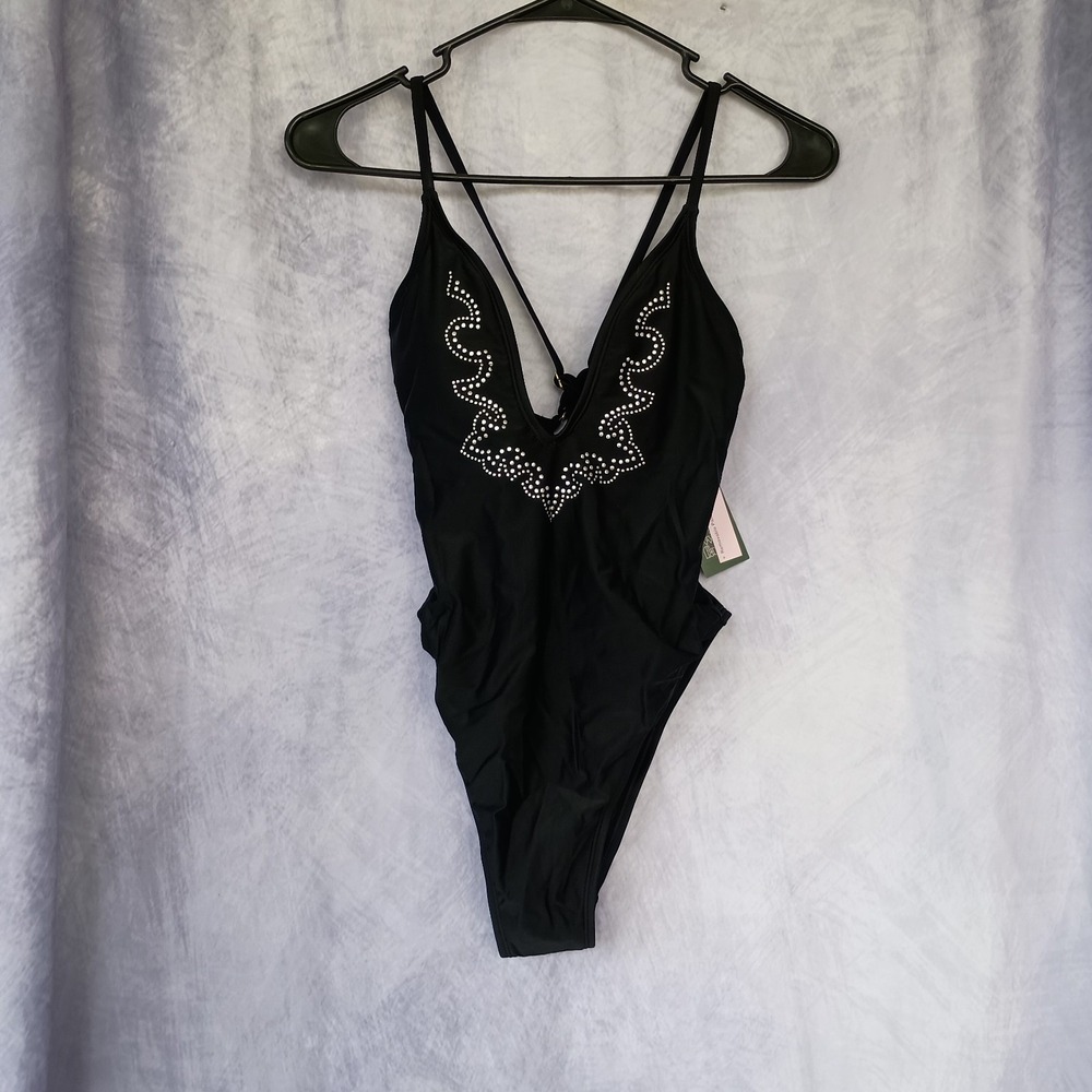 Wild Fable Black Rhinestone Butterfly One Piece Swimsuit NWT
